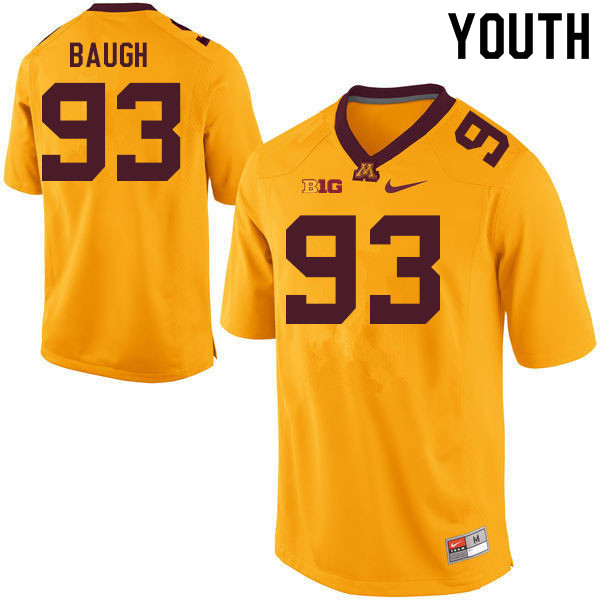 Youth #93 Kyler Baugh Minnesota Golden Gophers College Football Jerseys Sale-Gold
